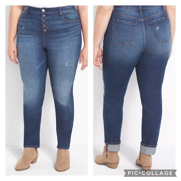 Lane Bryant Denim - Lane Bryant High Rise Girlfriend Straight Jeans Flex Magic Waistband Size 22